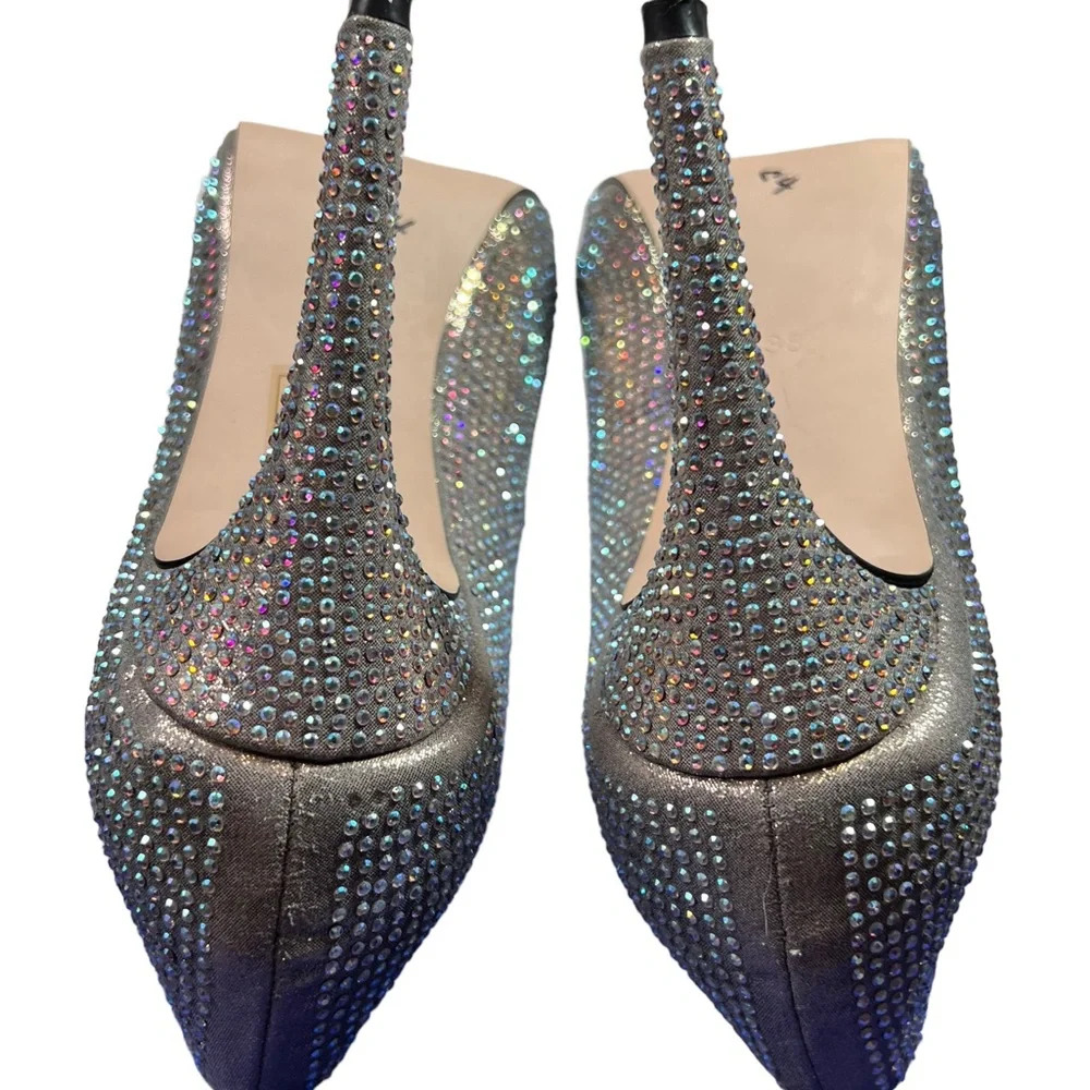 Carvela Kurt Geiger Silver Metallic Lovebird Crystal-embellished Satin Stilettos - Picture 5 of 10